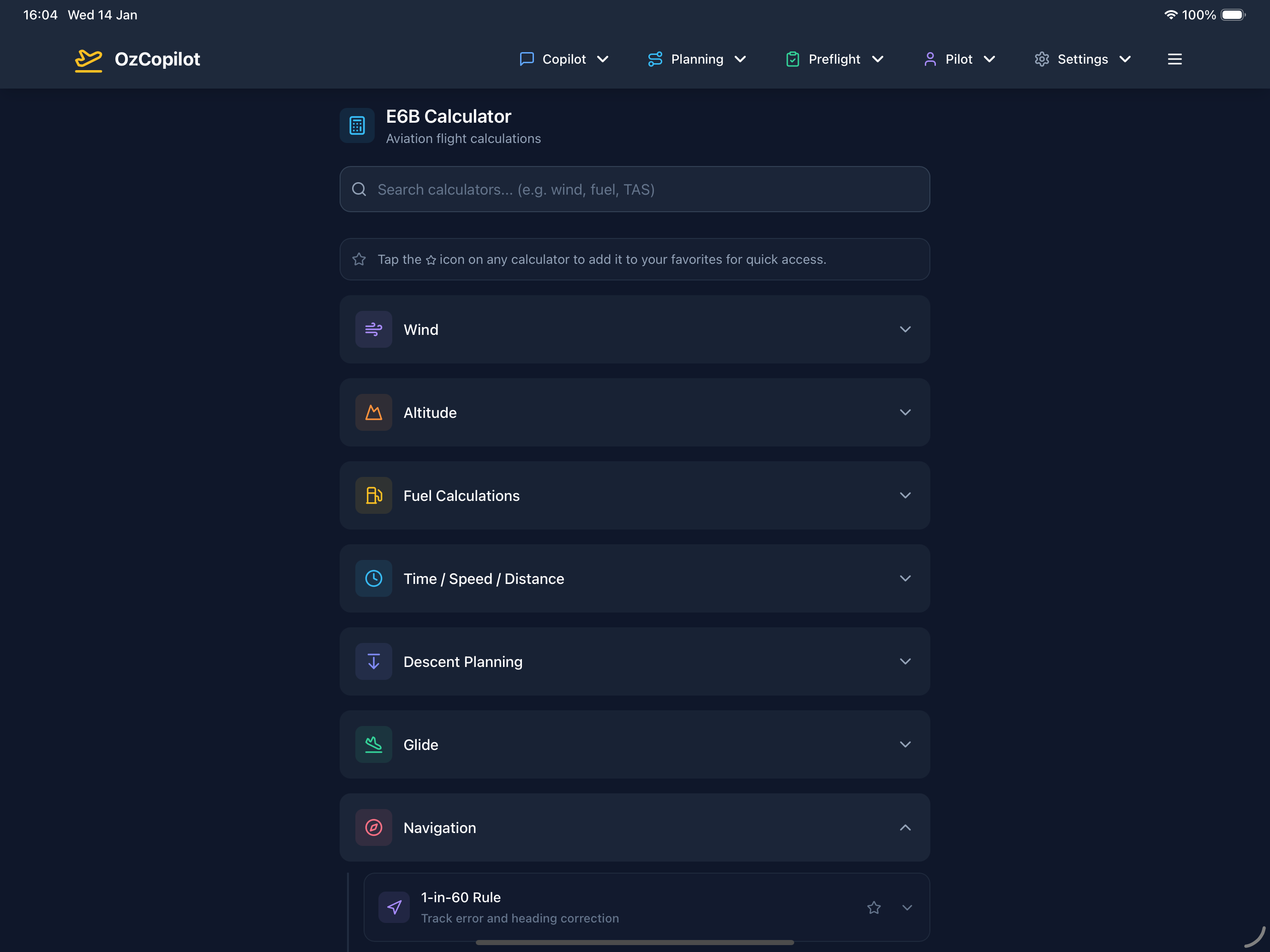 E6B calculator and flight tools
